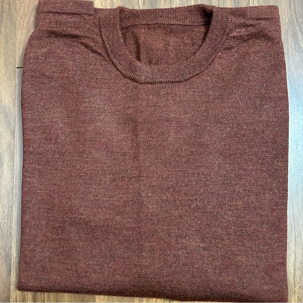 Artefact Men's Cozy Rust Brown Crewneck Merino Wool Sweater Size M
